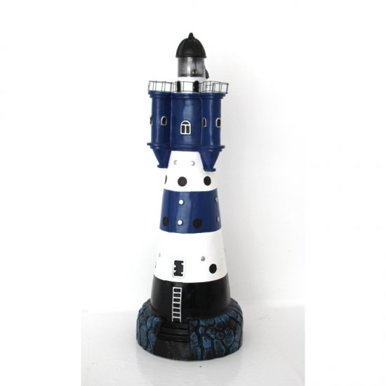 Leuchtturm blau-weiß, 90cm - zum Schließen ins Bild klicken