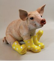 Schwein, Gummistiefel gelb