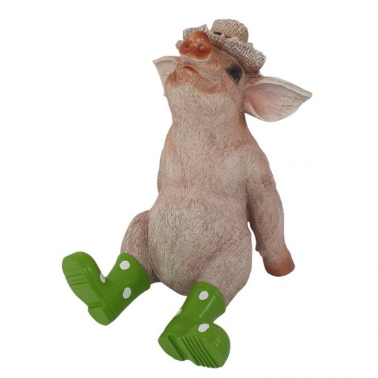 Schwein mit Stiefel grün - zum Schließen ins Bild klicken