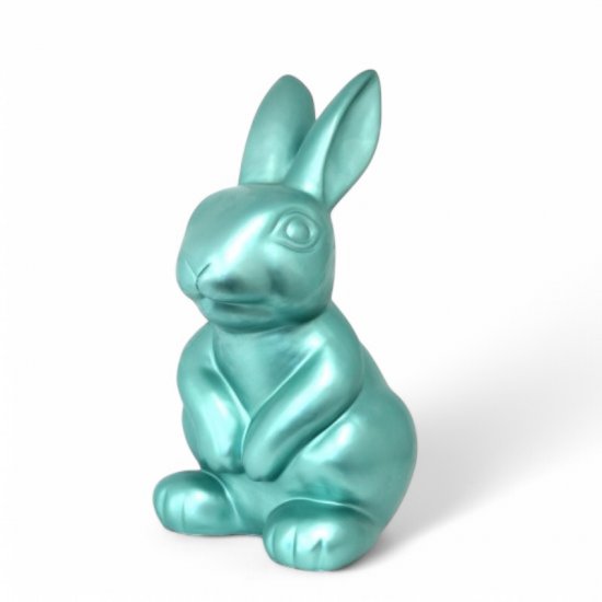 Hase sitzend metallic grün - zum Schließen ins Bild klicken