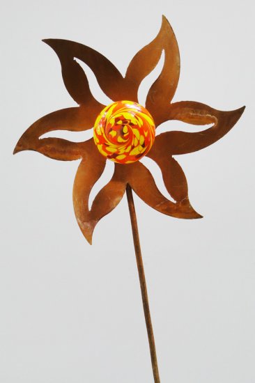 Blume mit Glaskugel H100cm - zum Schließen ins Bild klicken
