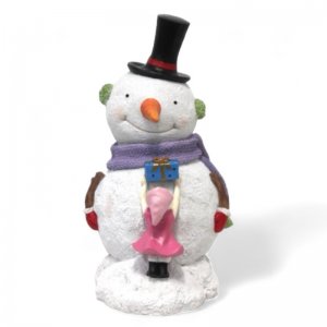 Schneemann, Schal lila