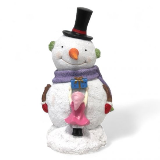 Schneemann, Schal lila - zum Schließen ins Bild klicken
