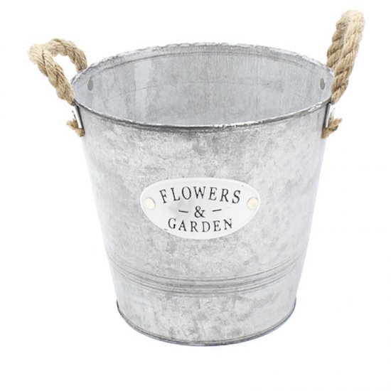 Zinktopf Flowers, 18cm - zum Schließen ins Bild klicken