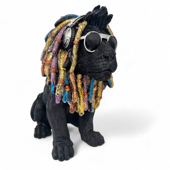 Löwe Rasta, schwarz - zum Schließen ins Bild klicken