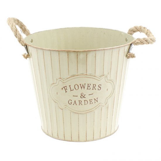Zinkeimer creme Flowers & Garden - zum Schließen ins Bild klicken