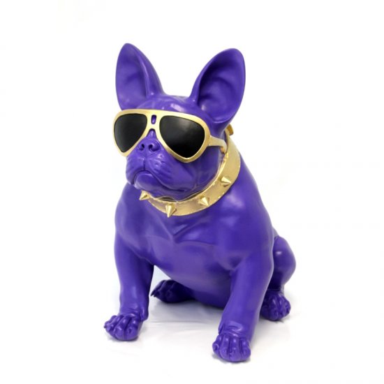 Bulldogge mit Brille, violett - zum Schließen ins Bild klicken