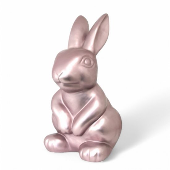 Hase sitzend metallic rosa - zum Schließen ins Bild klicken