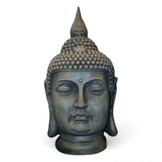 Buddhakopf grau - zum Schließen ins Bild klicken