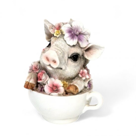 Blumenschwein Tasse - zum Schließen ins Bild klicken