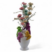 Vase mit Affen, weiss