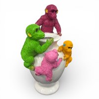 Vase mit Affen, weiss