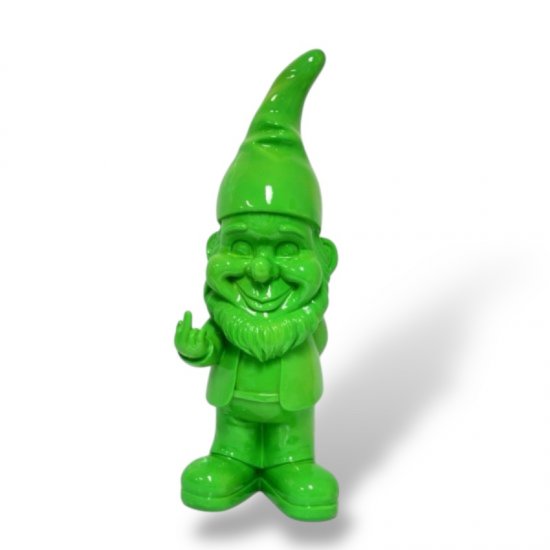 Zwerg m. Stinkefinger grün, H58cm - zum Schließen ins Bild klicken