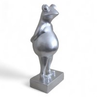 Frosch auf Sockel, silber