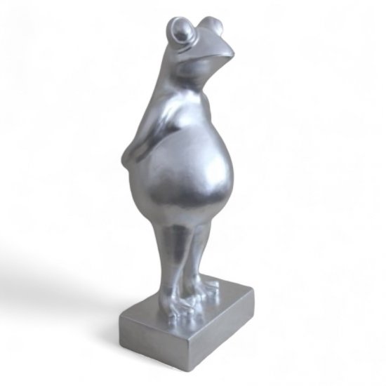 Frosch auf Sockel, silber - zum Schließen ins Bild klicken