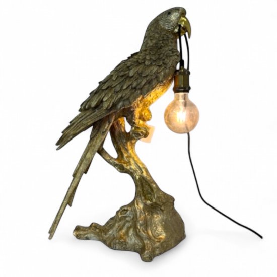 Papagei Lampe gold - zum Schließen ins Bild klicken