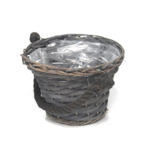 Korb mit Kordel grau, D25,5cm - zum Schließen ins Bild klicken
