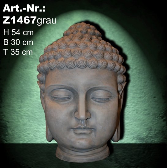 Buddhakopf Betonfarben /1467/ - zum Schließen ins Bild klicken
