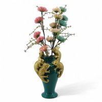 Vase mit Echsen, blau