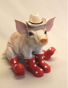 Schwein mit Hut, rot