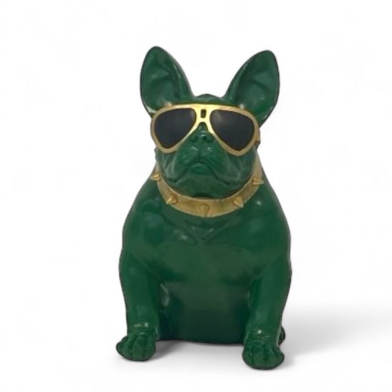 Bulldogge grün H45cm - zum Schließen ins Bild klicken