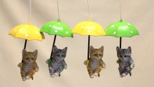Katze mit Regenschirm, 4-er Set