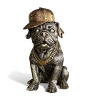 Hund mit Cap, gold