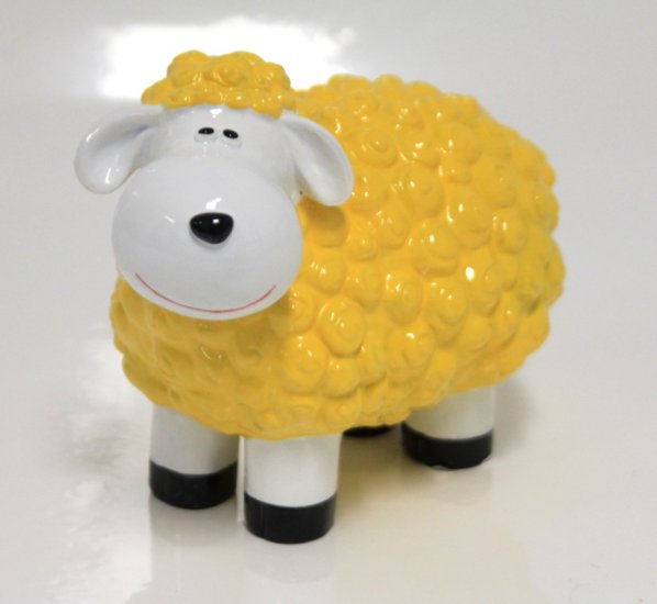 Schaf lustig, gelb - zum Schließen ins Bild klicken
