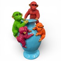 Vase mit Affen, blau