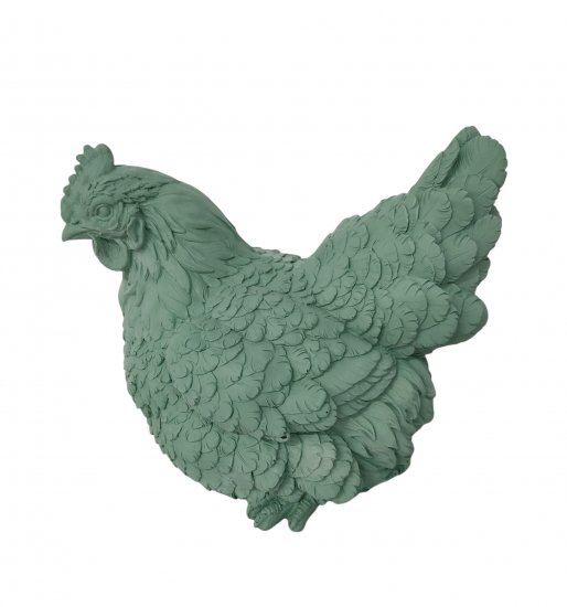 Henne sitzend grün - zum Schließen ins Bild klicken