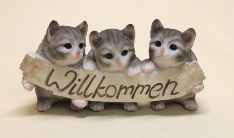 Katzen Willkommen Schild - zum Schließen ins Bild klicken