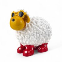 Schaf mit Blumenbrille, weiß