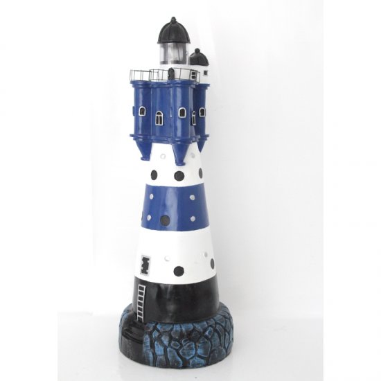 Leuchtturm blau-weiß, 115cm - zum Schließen ins Bild klicken