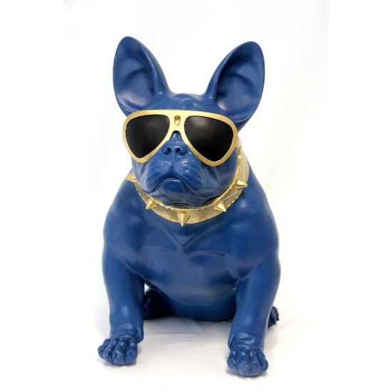 Bulldogge mit Brille, türkis - zum Schließen ins Bild klicken