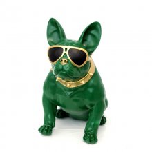 Bulldogge mit Brille, grün