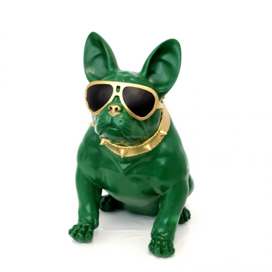Bulldogge mit Brille, grün - zum Schließen ins Bild klicken