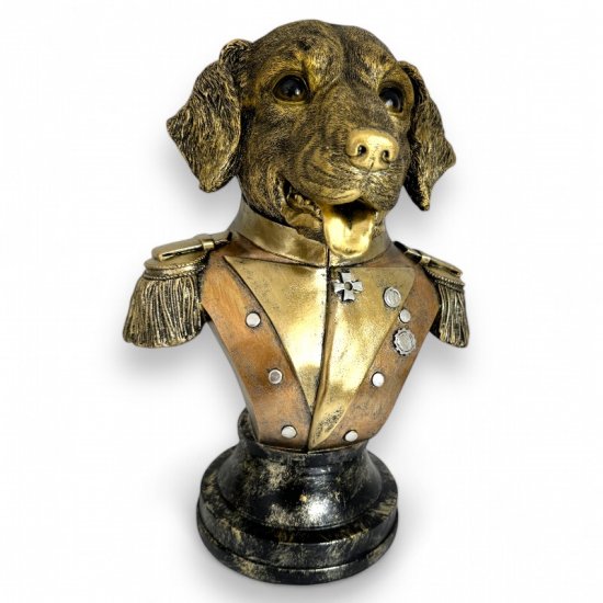 Hund Büste gold - zum Schließen ins Bild klicken