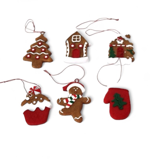 Pfefferkuchen Anhänger H 9cm, 6-er Set - zum Schließen ins Bild klicken