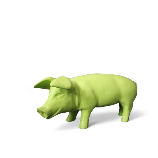 Schwein stehend grün - zum Schließen ins Bild klicken