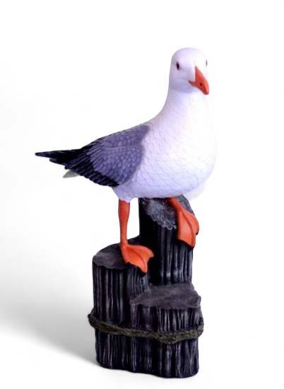 Möwe auf Poller - zum Schließen ins Bild klicken