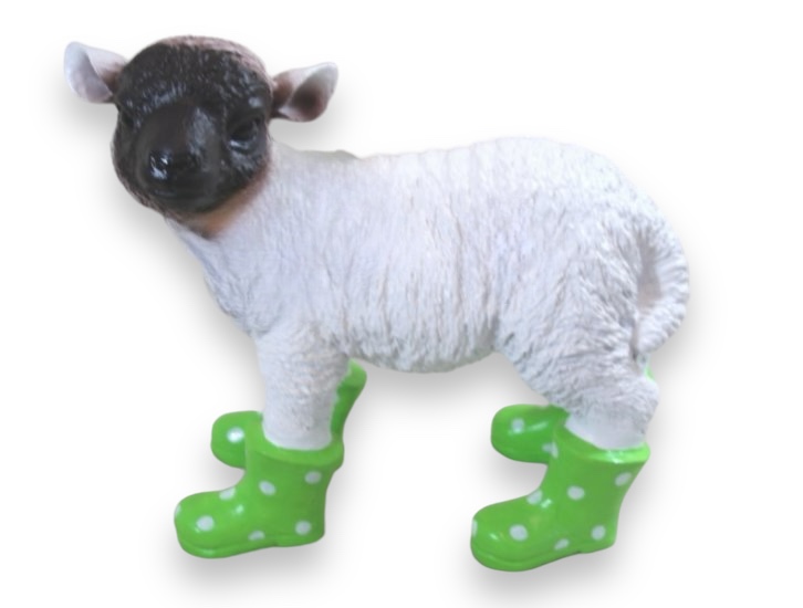 Lamm Gummistiefel grün - zum Schließen ins Bild klicken