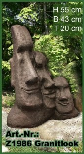 Skulptur 3er-Köpfe Granitlook
